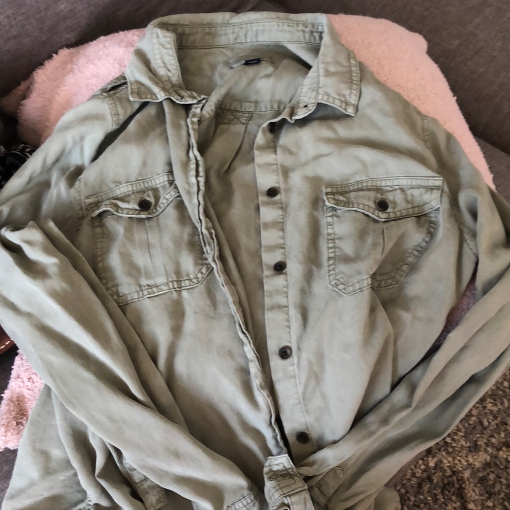 Small green long sleeve button up